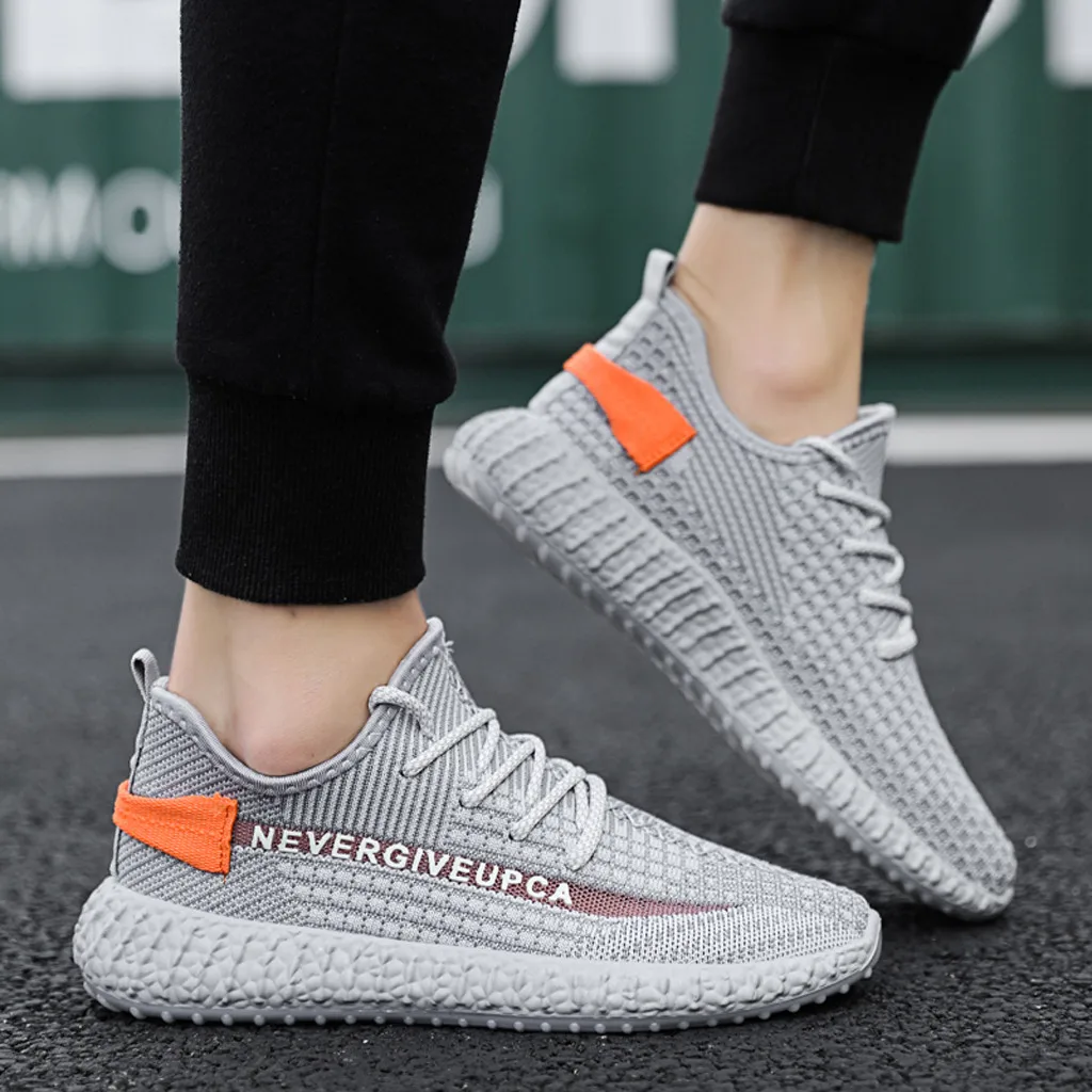 Man shoes sneakers orange Fly Knit Breathable Sneakers Fashion Fluorescence Casual Shoes sport men #G3 | Обувь