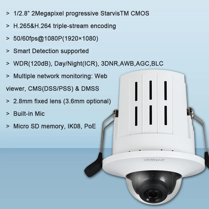 Dahua IPC HDB4231G AS 2MP HD утопленное крепление купольная сетевая Камера Поддержка