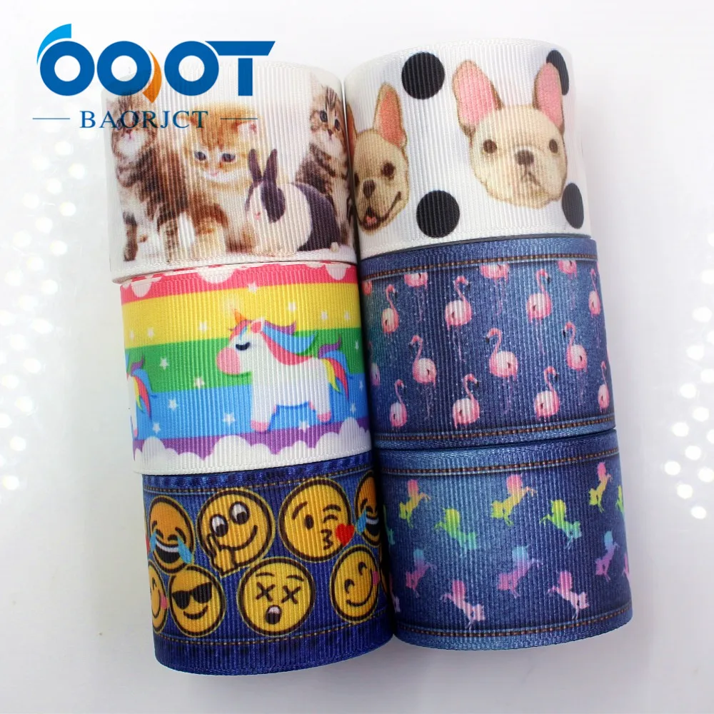 OOOT BAORJCT G-18716-638, 38 мм 10 ярдов мультфильм животных ленты термотрансферные печатные grosgrain, Подарочная упаковка DIY материалы