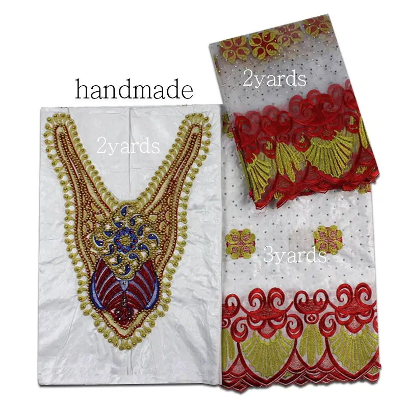 Getzner Brocade Bazin богатая ткань Африканский базин кружевная модный красный богатый с 2 ярдами кружева B17121201|bazin riche