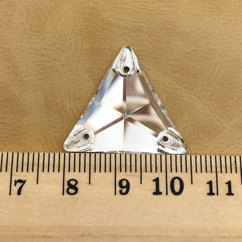 

Clear Glass Crystal Sew On Stones Triangular With hole Rhinestones Flatback Silver Bottom DIY Wedding Dress Decoration Accessory