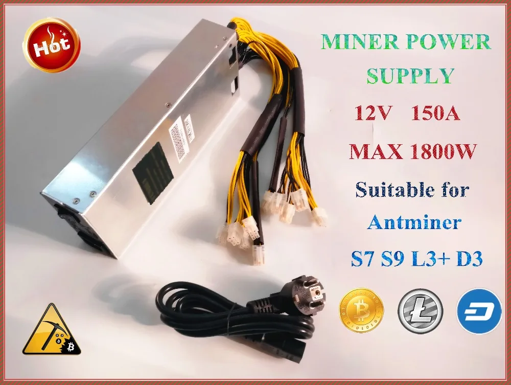 

YUNHUI BTC LTC DASH miner power supply 1800W PSU For ANTMINER S9i S9 L3+ D3 A3 E3 Z9 T9+ L3++ Baikal X10 Innosilicon A9 A10 D9