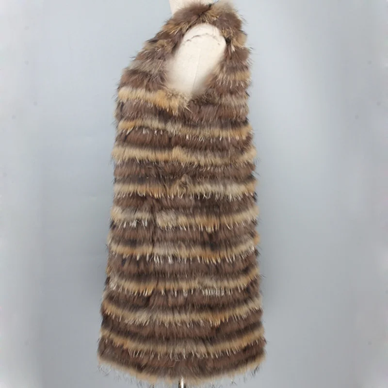 Женский Длинный жилет из меха енота зимний натурального 2021|style vest|veste stylefur vest |