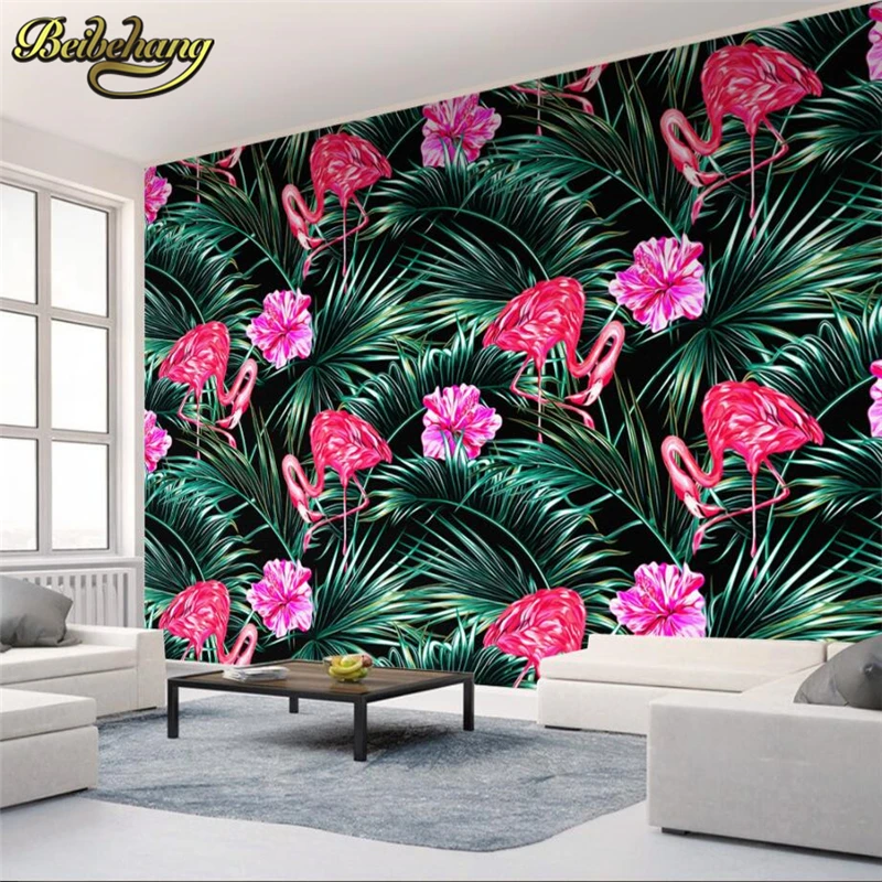 3d обои beibehang с тропическими фламинго фотообои фоны для телевизора большие