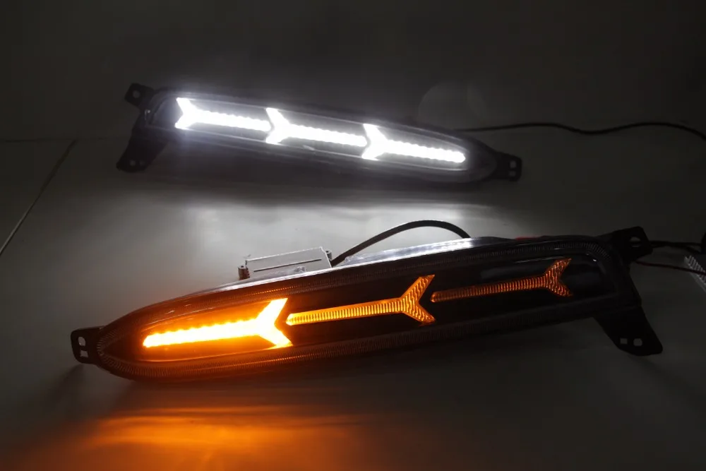Светодиодные дневные ходосветильник Qirun drl + движущийся желтый сигнал поворота