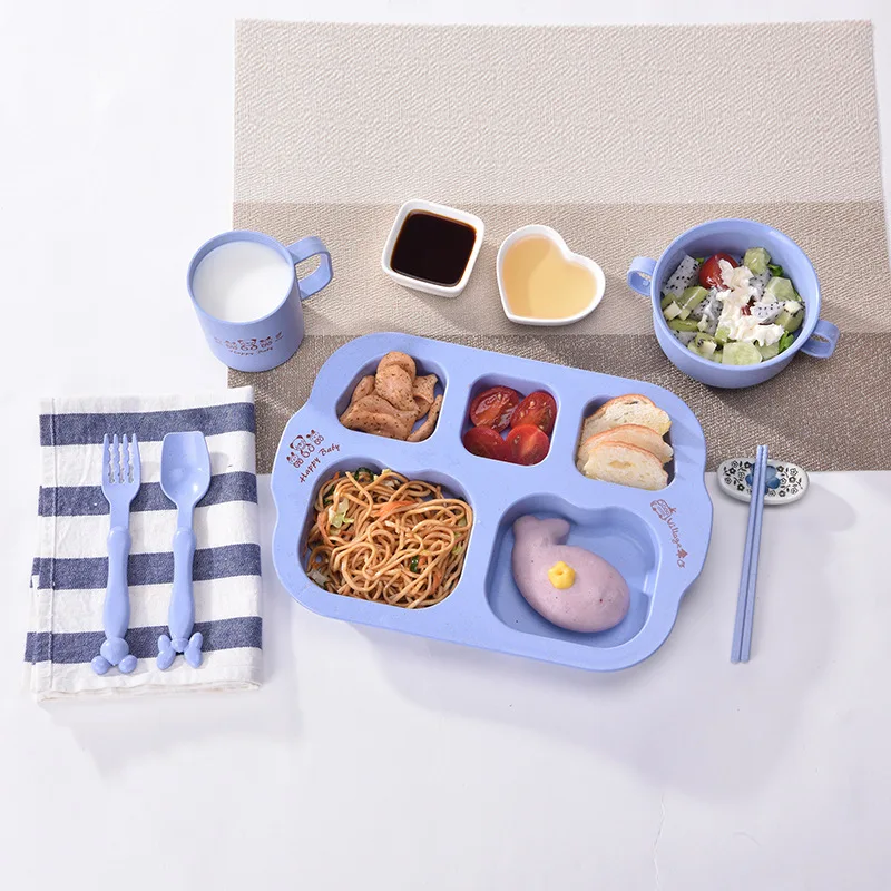 Детская посуда 7 шт./компл. бамбуковое волокно детская для детей ясельного