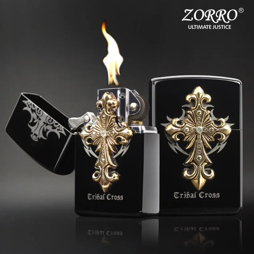 Керосиновая Зажигалка ZORRO керосиновая Зорро крест с ангелами ветрозащитная