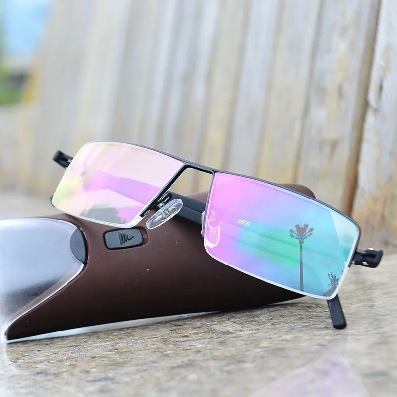 Черные мужские очки для чтения TR90 металлическая полуоправа с линзами из смолы