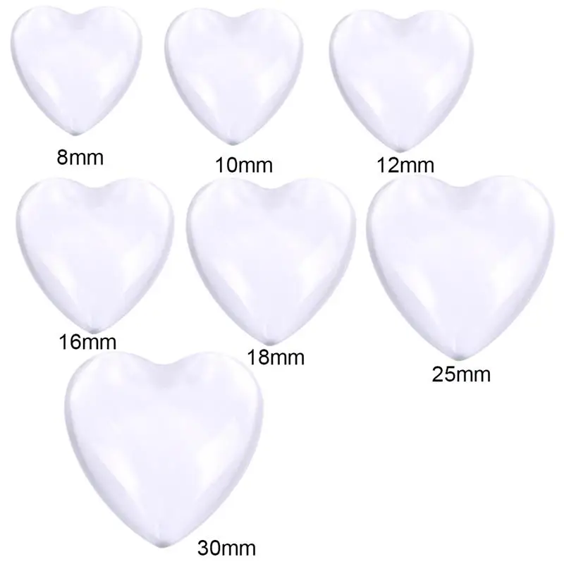 50 шт./лот 8 мм Прозрачные Стеклянные Кабошоны Прозрачный в форме сердца и с