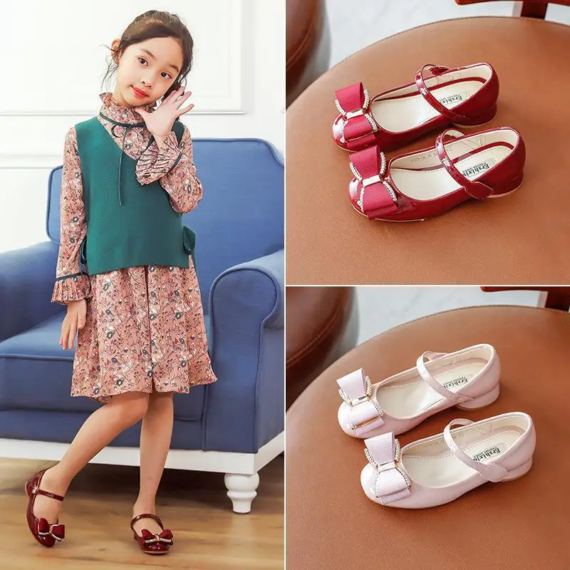 Летняя детская обувь для девочек; кожаная обувь принцессы; модная школьная детская обувь с бантом и цветами; Белая обувь на плоской подошве; Свадебная вечеринка;