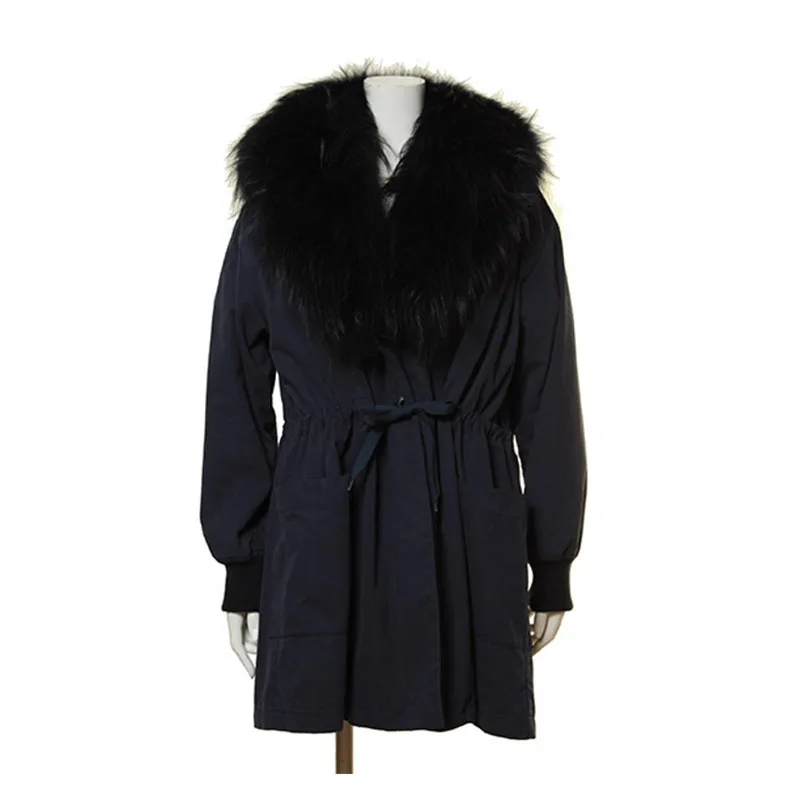Модные зимние Куртки и пиджаки пальто для женщин Енот меховой воротник женские