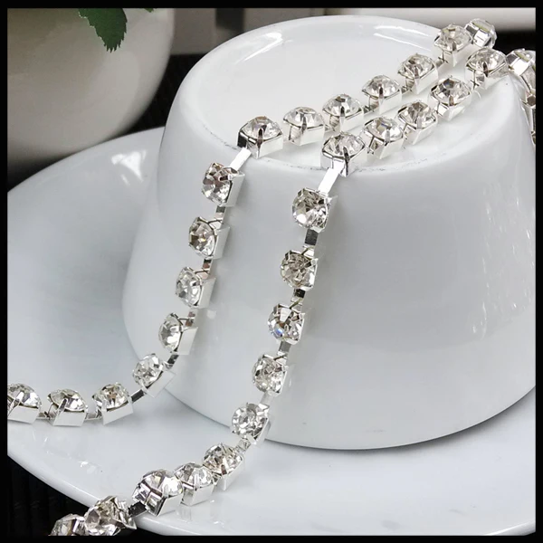 Ss28 ss20-38 Стразы цепи, 10 ярдов/партия, драгоценный камень чашки цепи большой кристалл серебро золото ab, одежда декоративная отделка Аксессуары