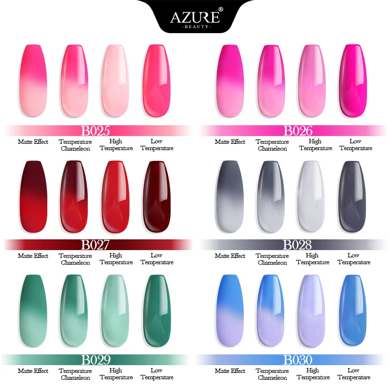 AZURE BEAUTY 10 шт./лот термо-хамелеон порошок для ногтей градиентный цвет
