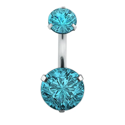 Light Blue Для женщин пупка кольца, пирсинг тела, украшения с двумя круглыми с украшением в виде кристаллов кольцо-пирсинг для пупка Нержавеющая сталь пупка ювелирных изделий - Окраска металла: Light Blue