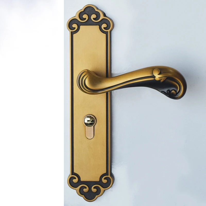 Дверной замок в европейском стиле белый с ручкой для спальни гостиной