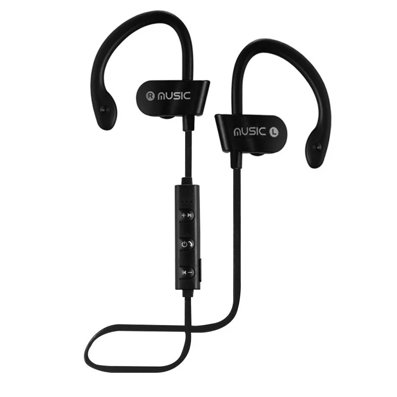 Черный Bluetooth наушники Беспроводные спортивные басовые наушники гарнитура с микрофоном для бега IOS Android Bluetooth смартфон - Цвет: Черный