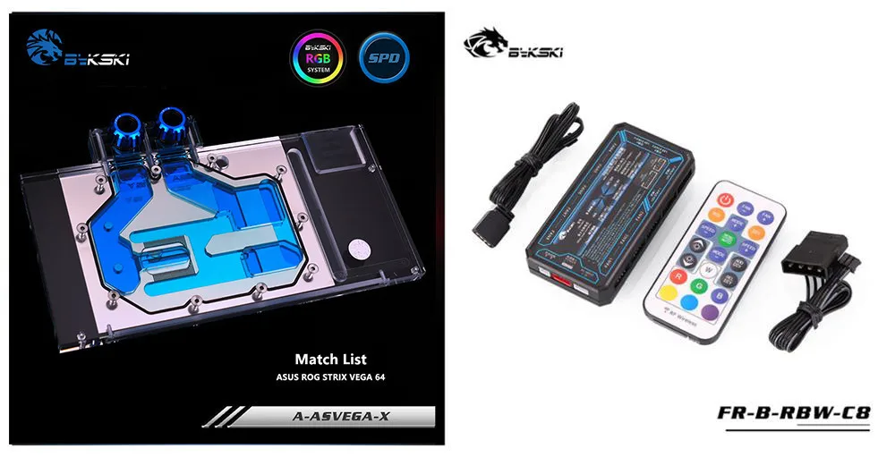 Controller(5V AURA) Bykski A-ASVEGA STRIX-X полное покрытие GPU аура синхронизация воды блок для VGA ASUS ROG strix VEGA 64 видеокарта водяного охлаждения - Цвет лезвия: Controller(5V AURA)