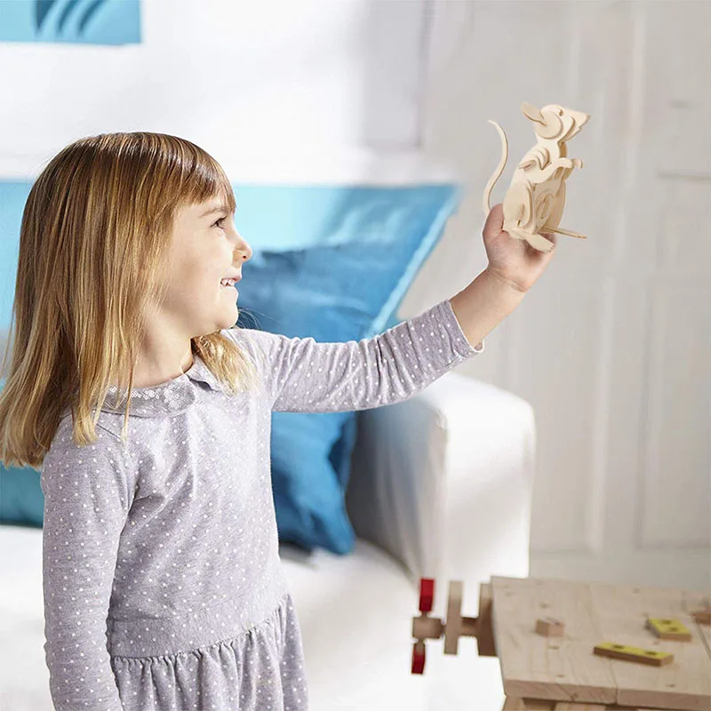 Модель животного деревянные пазлы игрушки день рождения Gfit милый нетоксичный