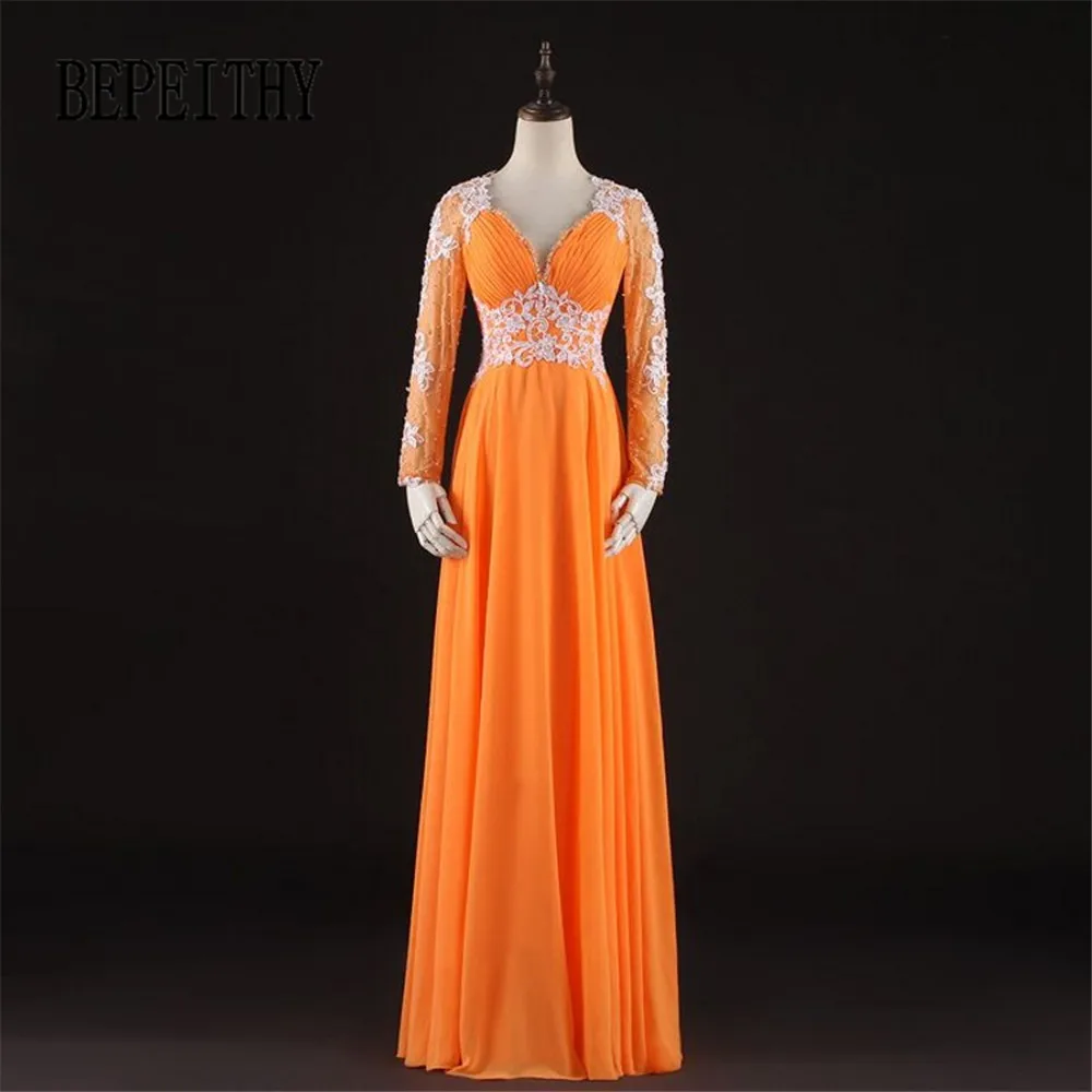 BEPEITHY Robe De Soiree шифоновое прозрачное кружевное длинное вечернее платье из органзы