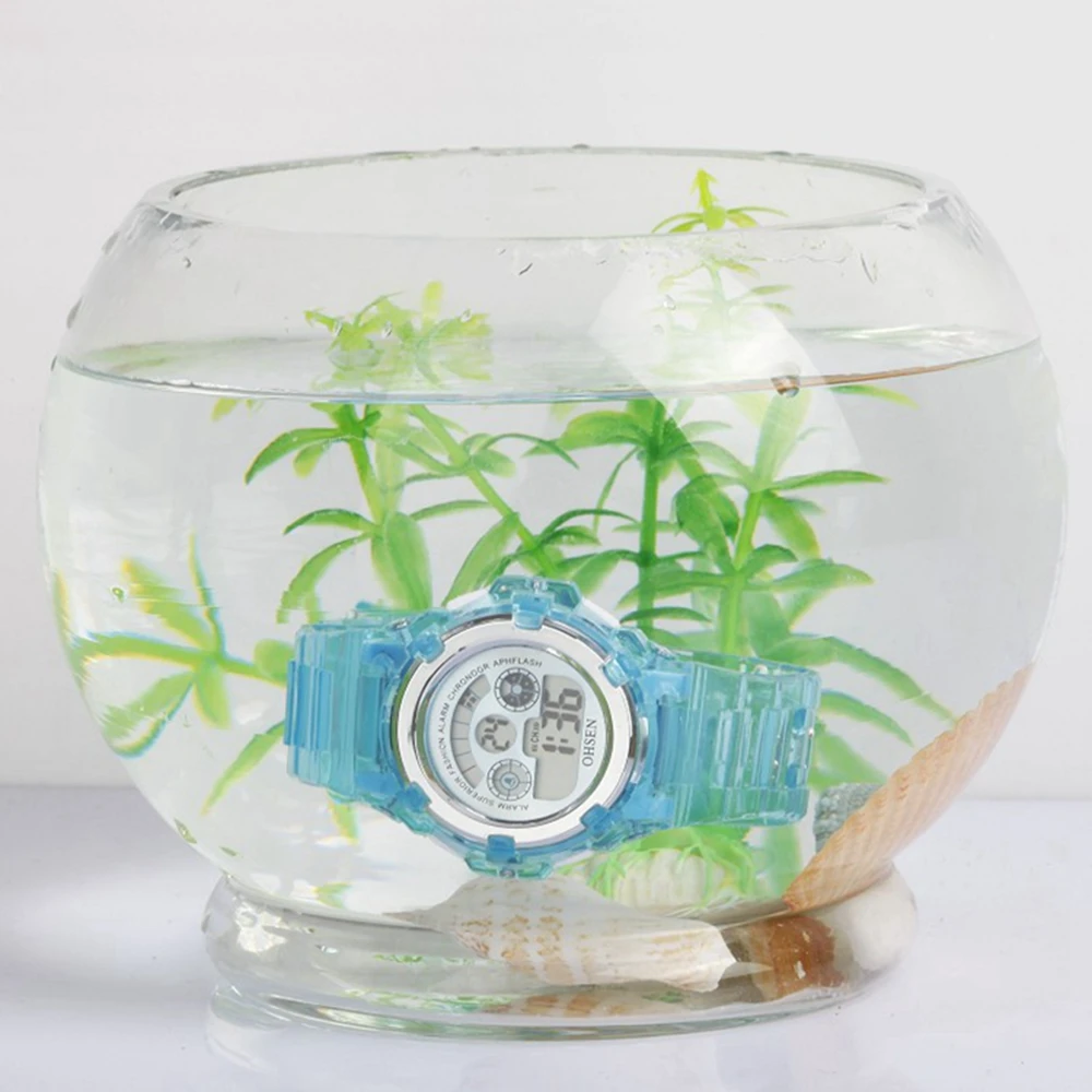 Модный бренд OHSEN повседневная цифровая силиконовая лента детские часы LED