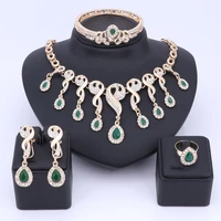 jewelry sets for women wedding dress accessories 8 color crystal necklace set african beads earrings pendant ring jewelry set