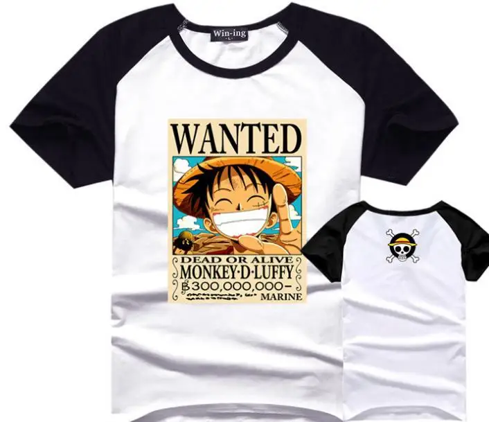 Одна деталь Luffy Wanted футболка Для мужчин хлопковая Футболка Аниме футболки для
