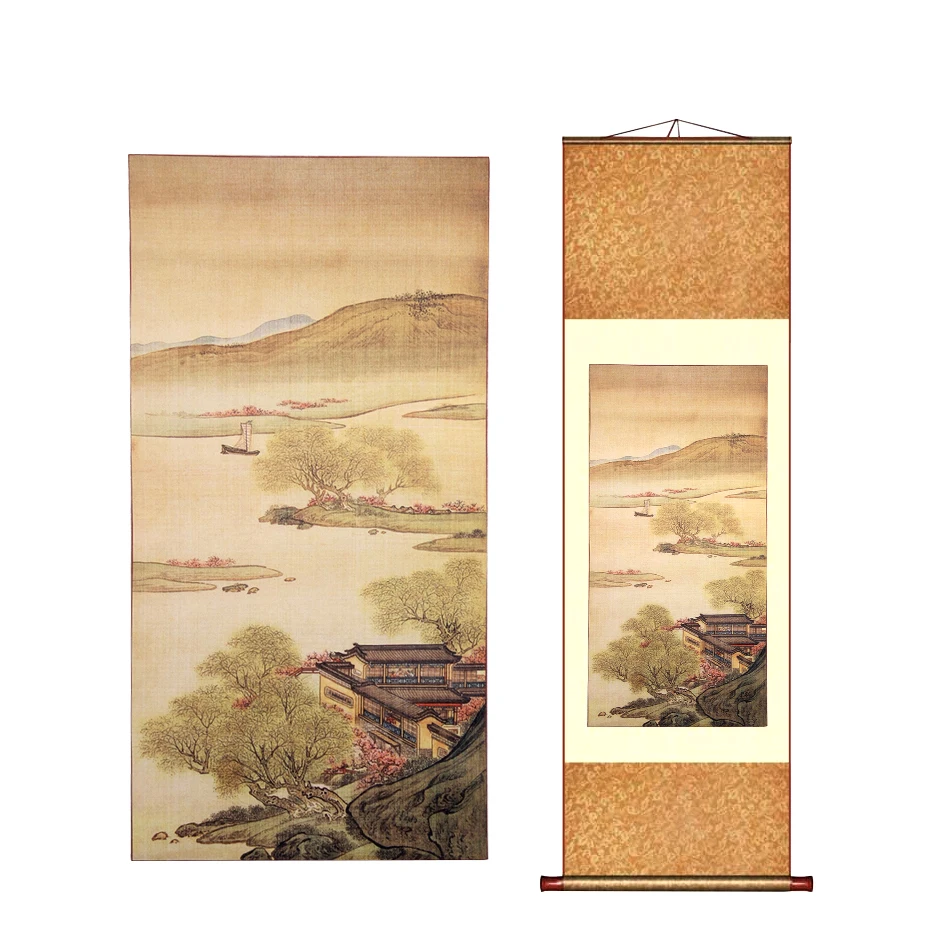 Tangfoo китайская шелковая прокрутка Картина Настенная картина знаменитый пейзаж