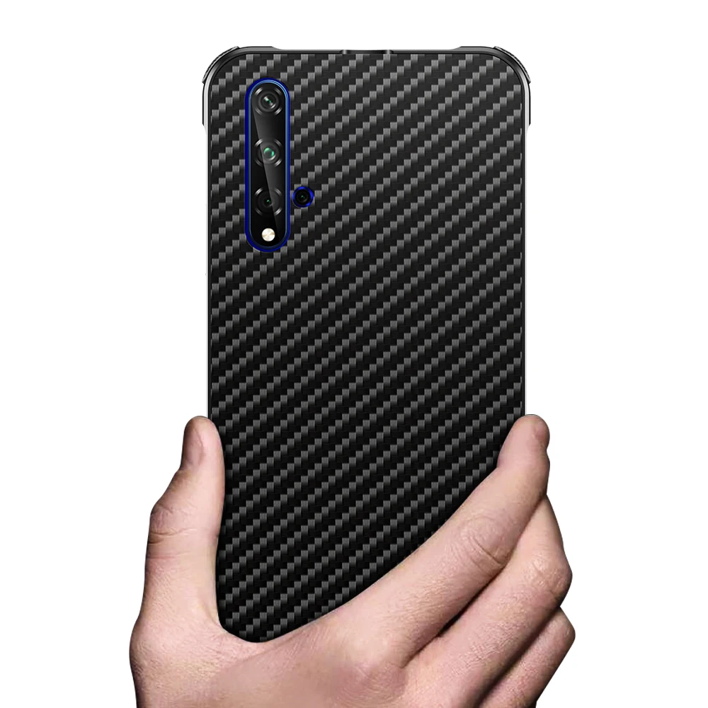 Роскошный Гибридный чехол для huawei honor 20 Pro, жесткий металлический бампер из углеродного волокна+ защитная задняя крышка из поликарбоната для honor 20 20pro