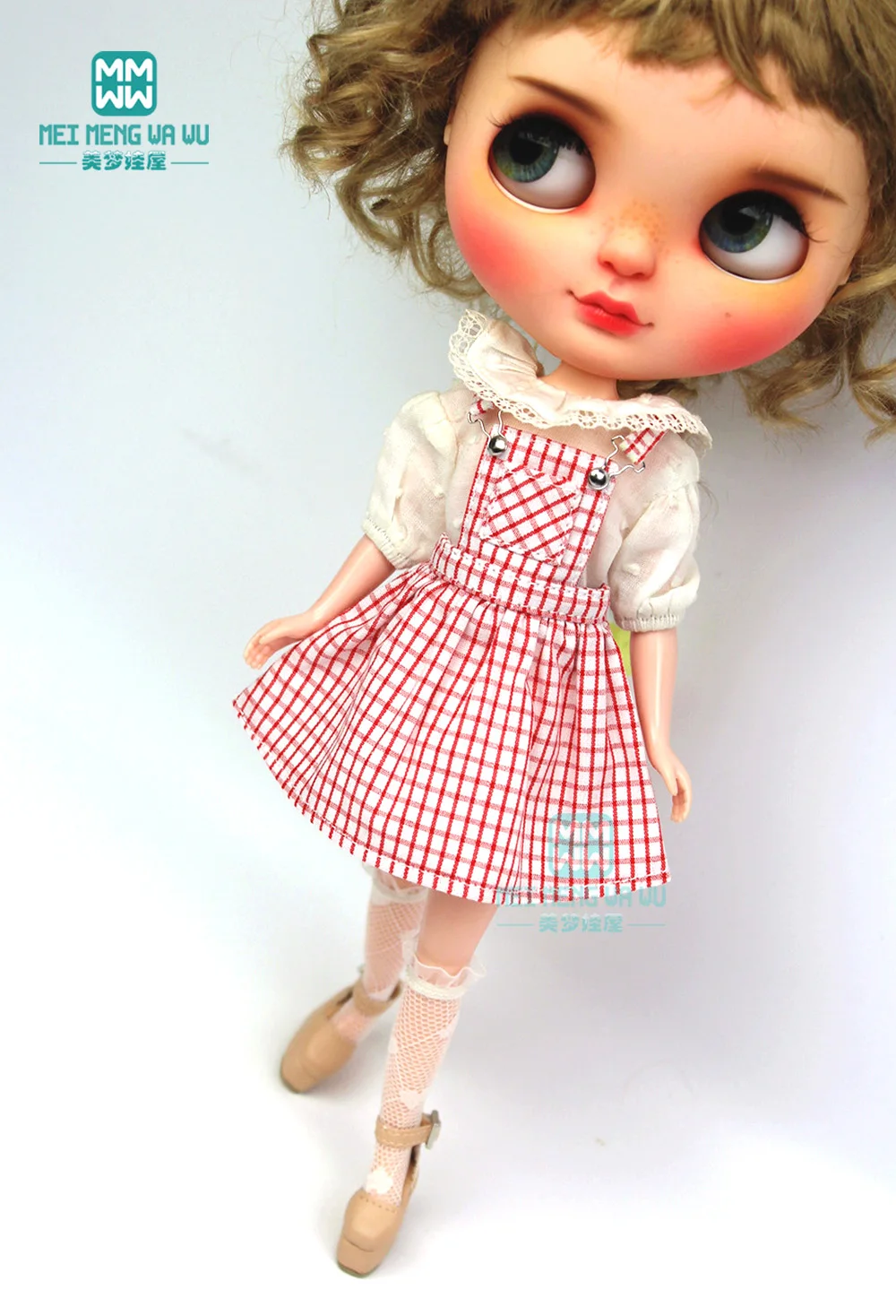 Модная синяя клетчатая юбка на бретелях рубашка для 28 30 см Blyth Azone 1/6 аксессуары