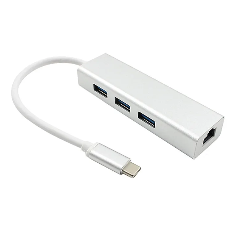 

USB 3.0 Type-C для Ethernet-сети LAN rj45 с 3 портами USB 3,1 адаптер концентратора серебристого цвета для Macbook и Chromebook