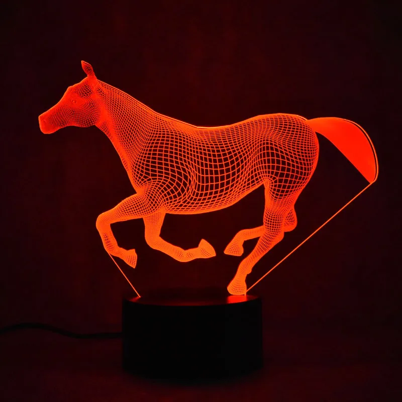 3D Светодиодная Ночная Коралловая лошадь 7 цветов сменные светодиодные лампы USB