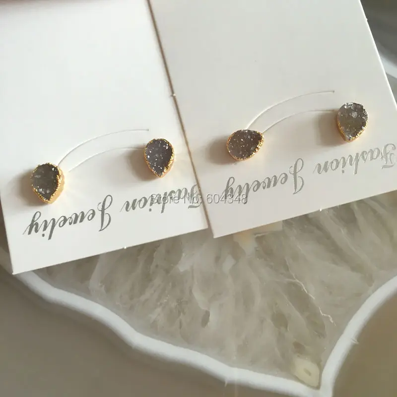 5 пар серьги гвоздики из искусственного кварца 6x8|drop stud earrings|stud earringsquartz earrings |