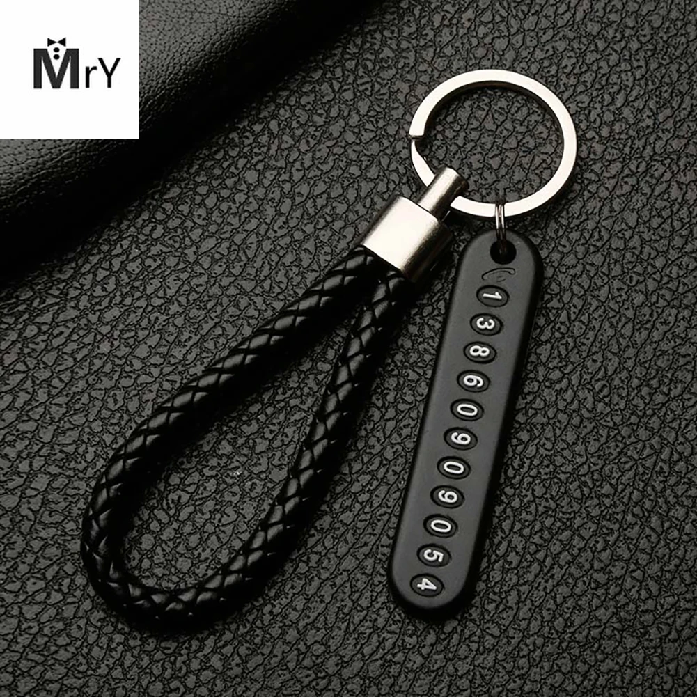 

Anti-Lost Car Keychain Phone Number Card Keyring Phone Number Plate Key Ring Auto Vehicle Key Chain Accessories Husband Friend
