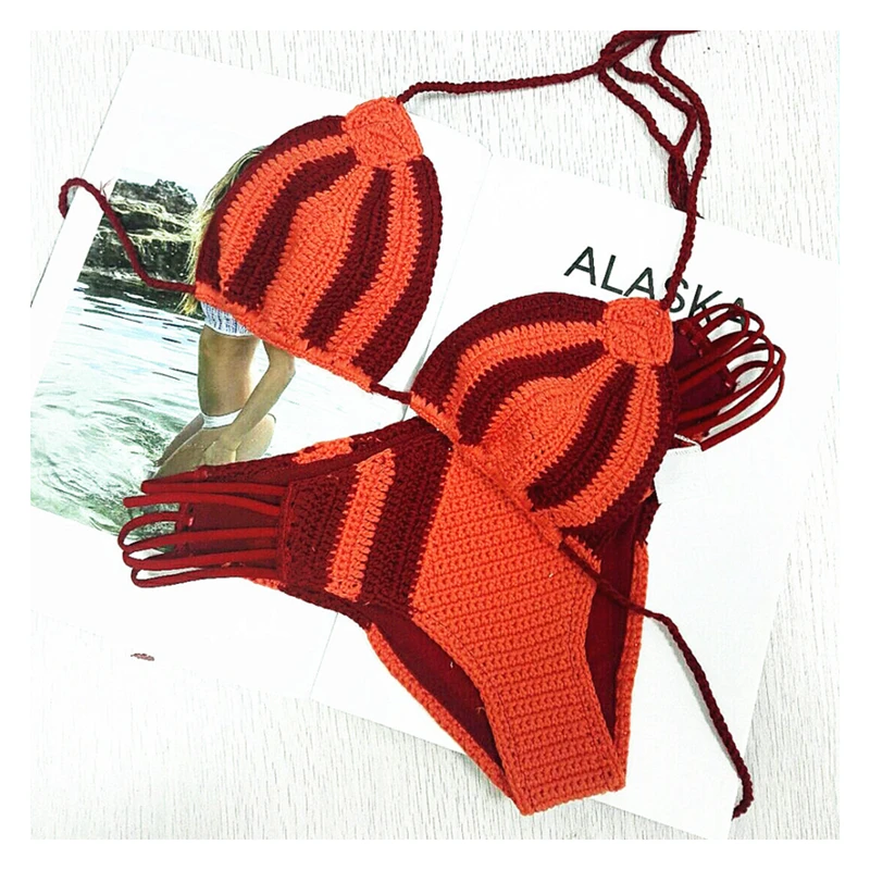 

Women Summer Handmade Crochet Swimwear Sexy GirlS' 100% Cotton Bikini Set
