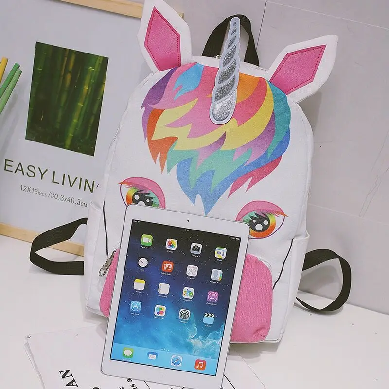 Unicorns Hourse холщовый рюкзак для девочек Подростковые Сумки ноутбука корейский