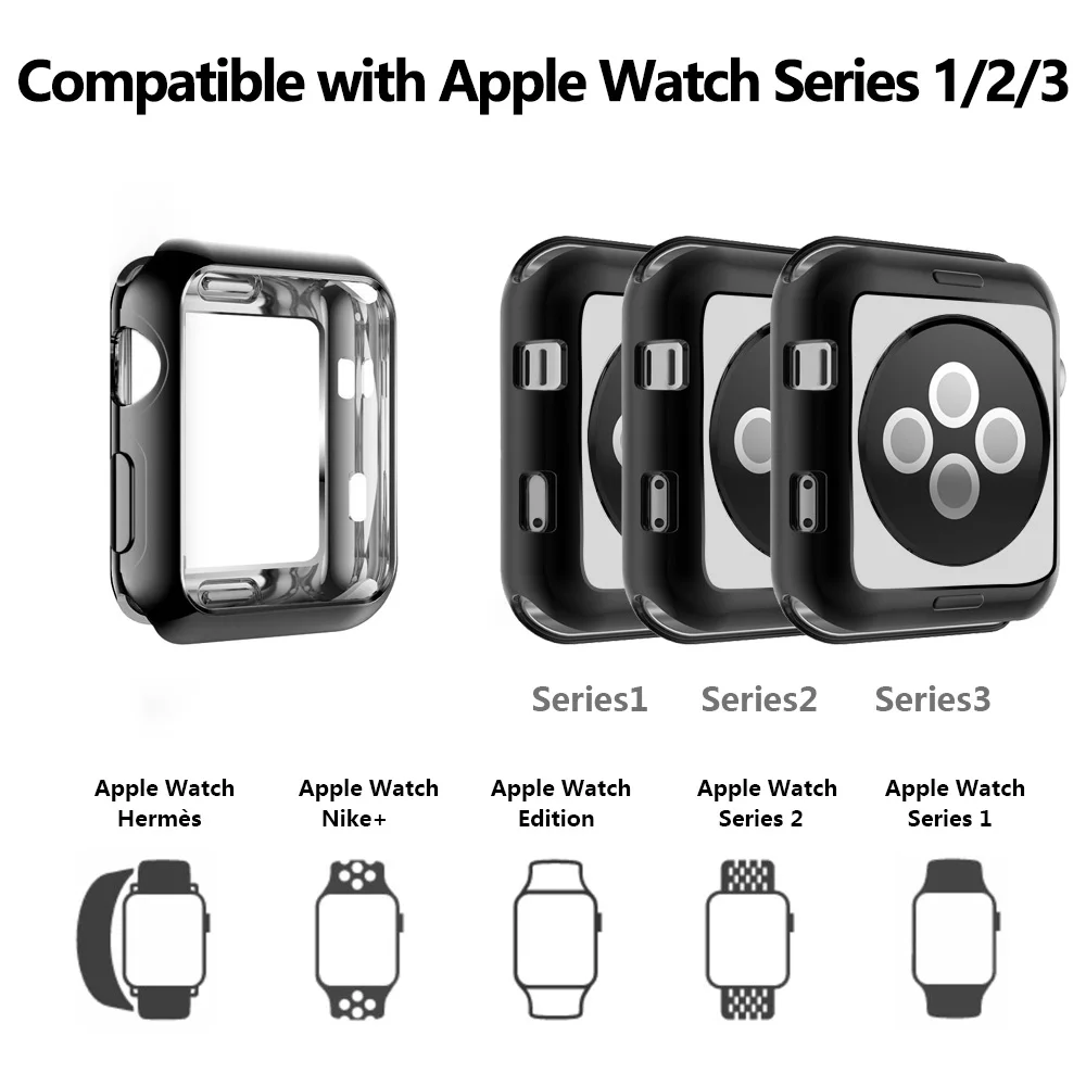 GUYO Universal Soft Protective Case for Apple Watch 2 3 Bumper 42mm 38mm Slim Silicon Cover watch Series 1 | Электроника