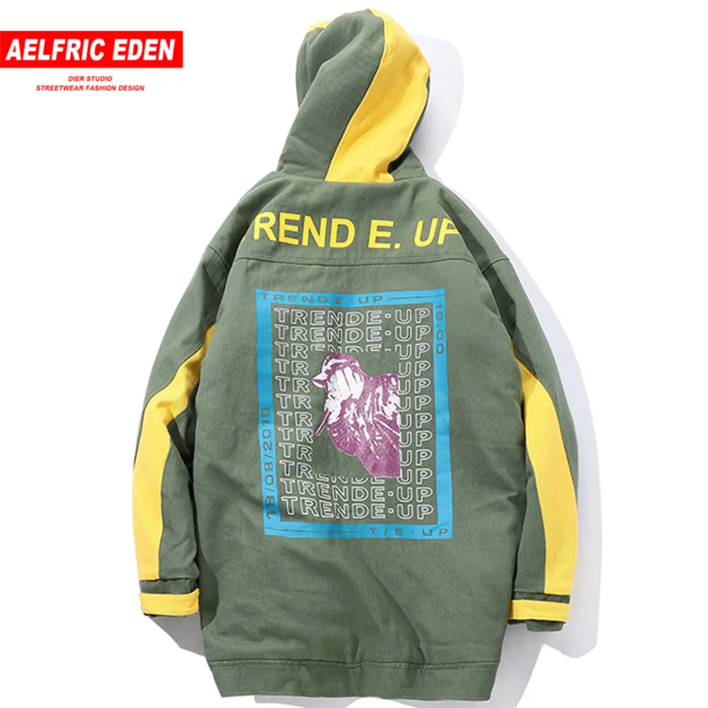 Aelfric Eden 2018 Streewear прилив бренд хип хоп Свободная куртка с капюшоном зима плюс