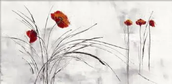 

Hand Painted Oil Painting Reve Fleurie II-Floral Canvas Wall Art-Modern Red Flower Wall Pictures for Living Rooms