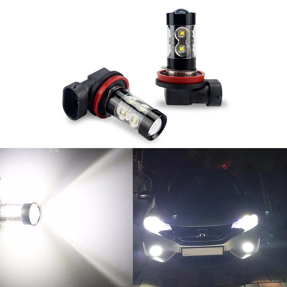 2x H8 H11 светодиодные лампы 9005/HB3 9006/HB4 Автомобильные противотуманные фары DRL для Honda