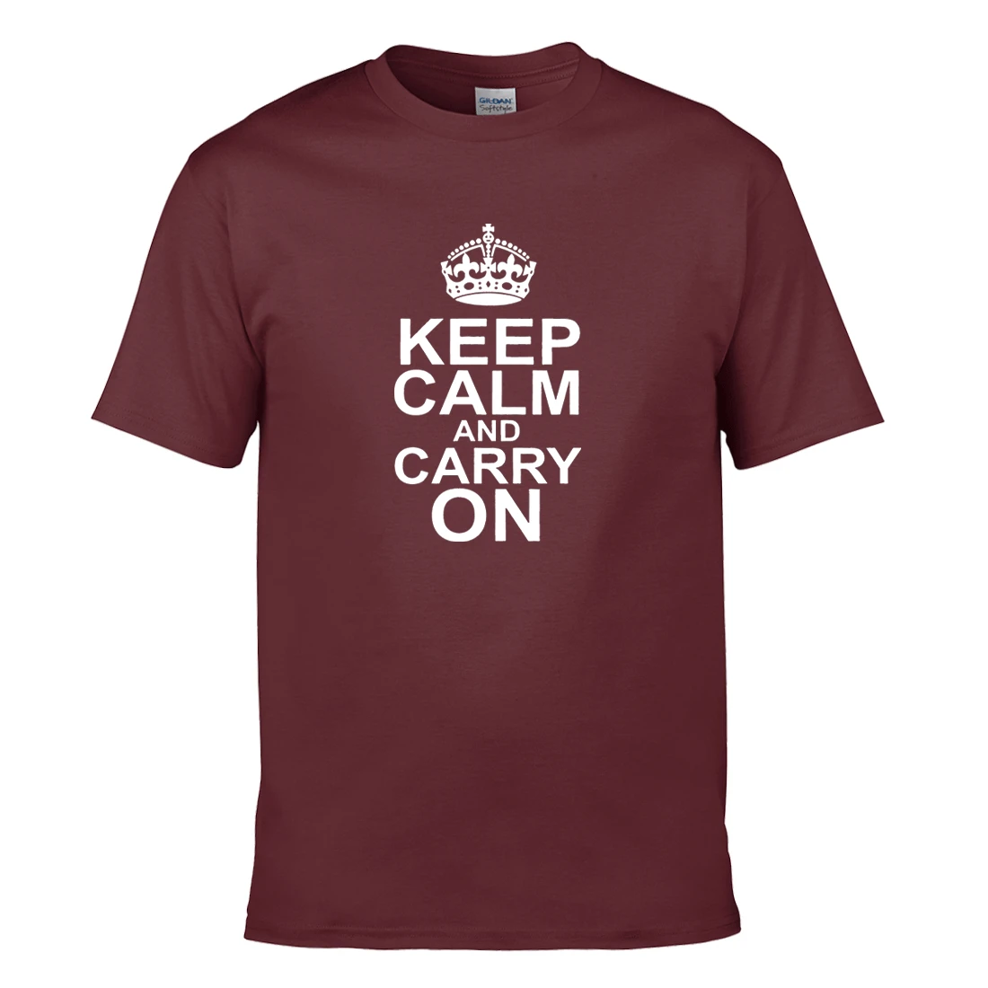 Футболка мужская с круглым вырезом забавная тенниска надписью Keep Calm And Carry On 100%