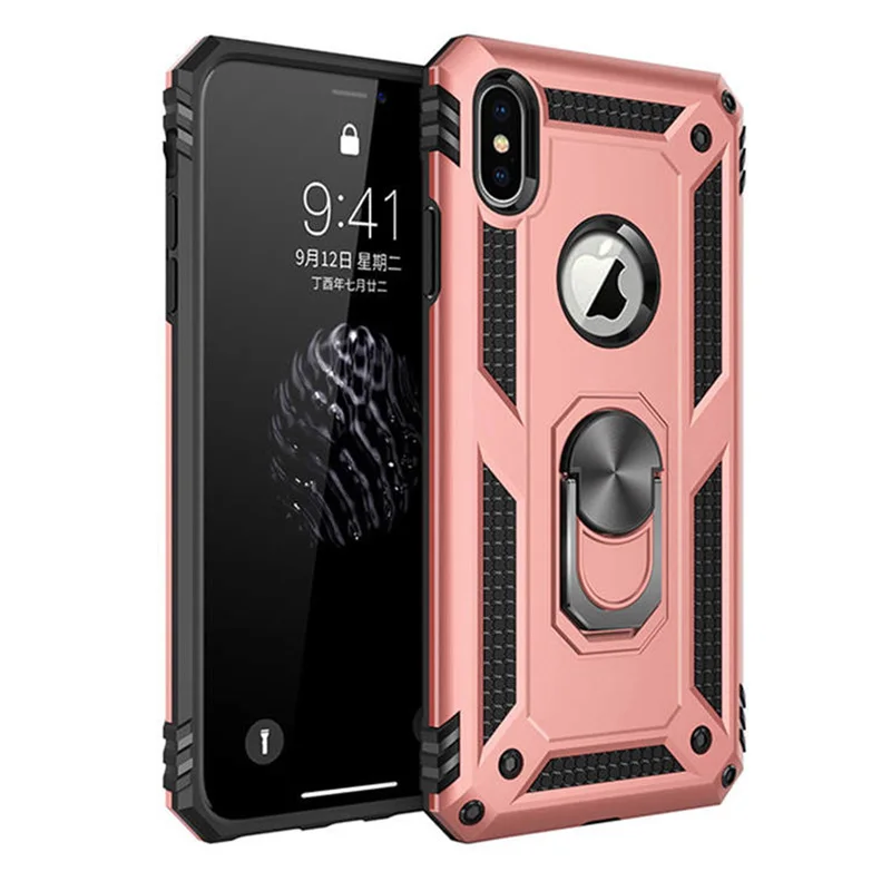 Pink ZNP противоударный защитный чехол-держатель для iPhone X XS Max XR 7 6 чехол s Магнитный чехол для телефона с кольцом для iPhone 6 6s 7 8 Plus Чехол-держатель - Цвет: Pink