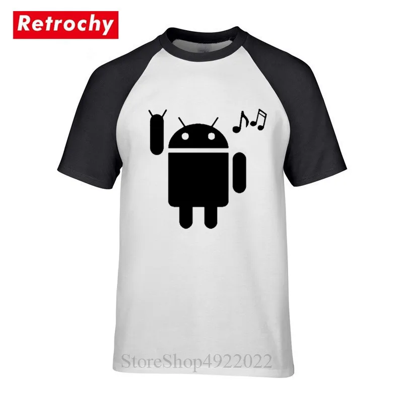 Забавная футболка в стиле хип-хоп с изображением музыки и Android для мужчин 100%