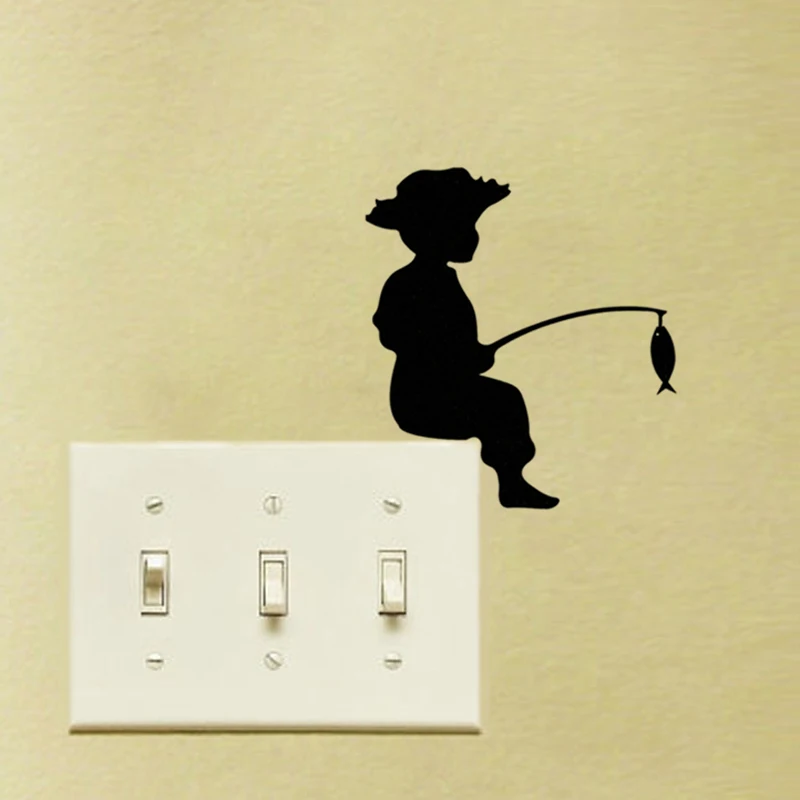 KUCADA Black Creative DIY fishing Switch Wall Stickers Home Decoration Wallpaper JG1904 | Дом и сад
