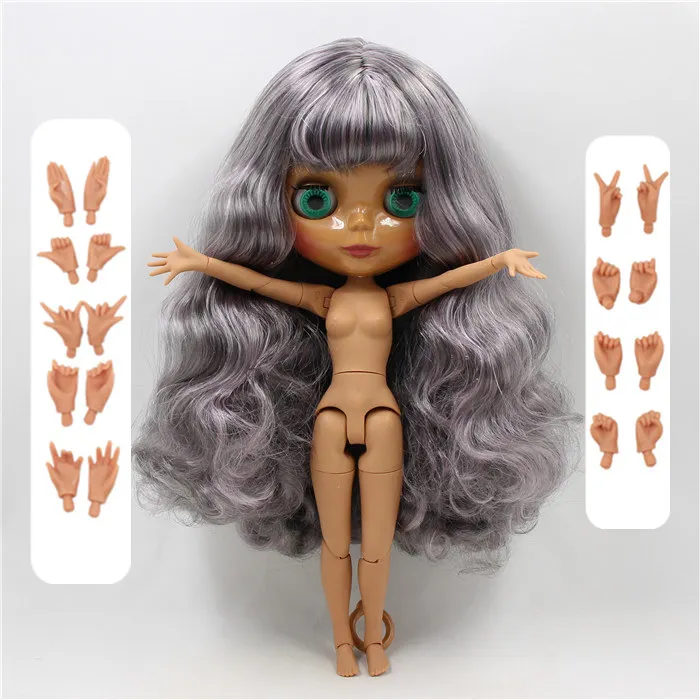 1/6 bjd ледяной завод blyth кукла joiny body 30 см белый натуральный загар полупрозрачный Темный супер черный joiny body 30 см - Цвет: dark skin doll