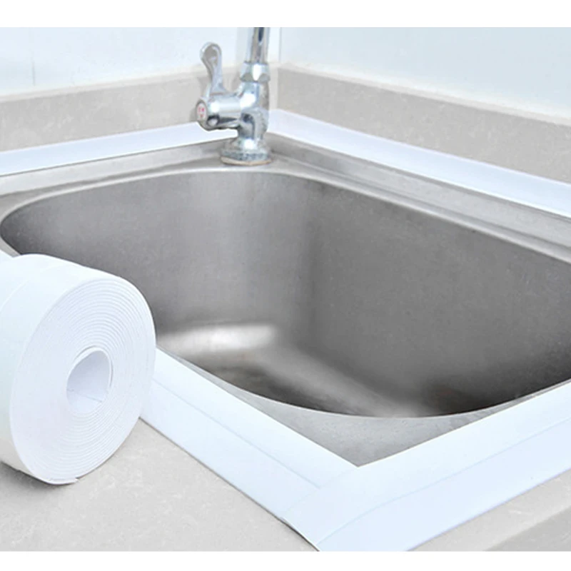 Youool 1 Roll PVC Bath Wall Sealing Strip Waterproof Self Adhesive Tape Kitchen Sink Basin Edge Sealing Tape