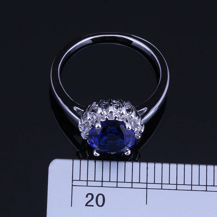 Love Monologue Most Popular Blue Crystal Round Silver Color Rings Fast Shipping &amp Jewelry Bag J0214 | Украшения и аксессуары