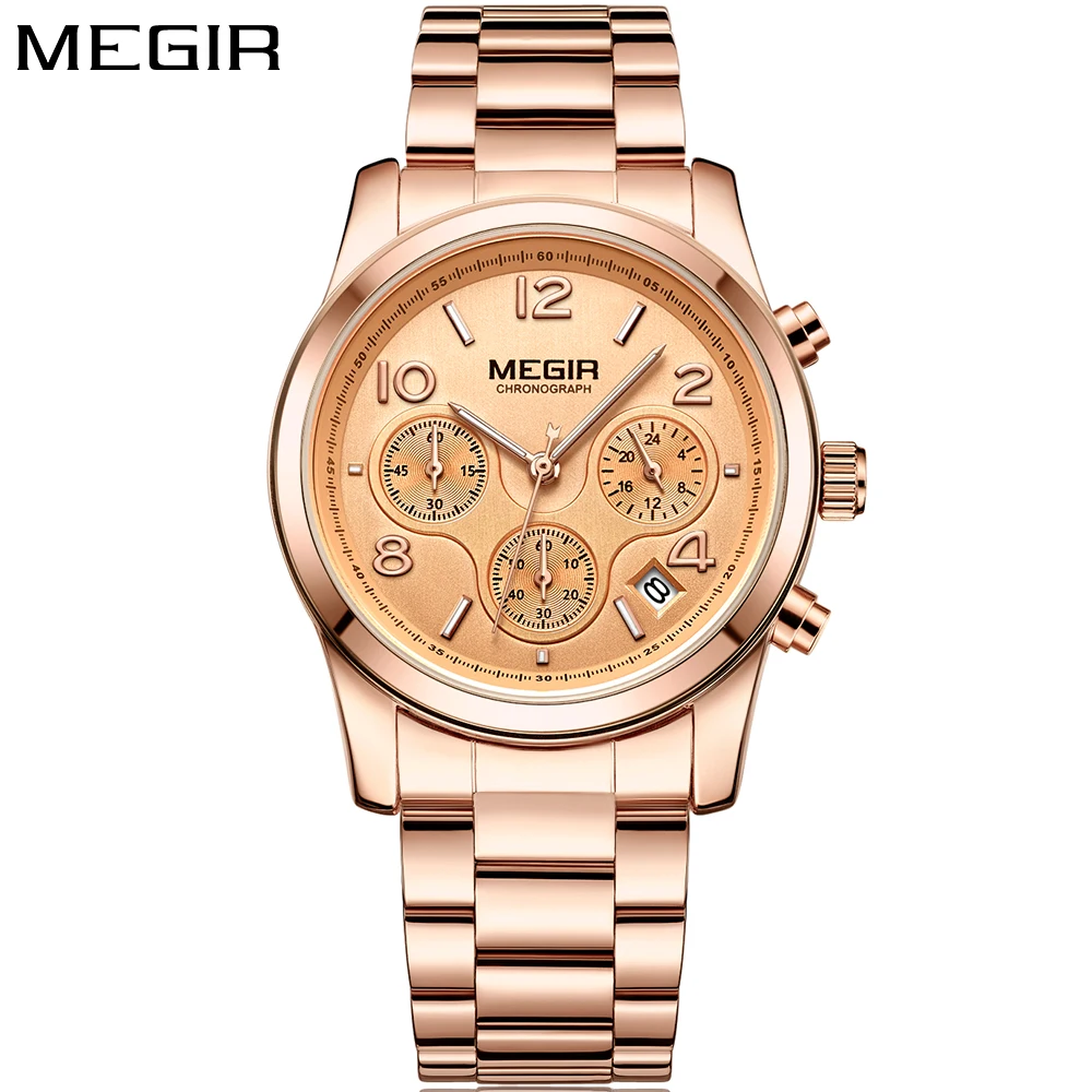 Часы MEGIR женские модные спортивные деловые розовое золото|clock gold|clock brandclock steel |
