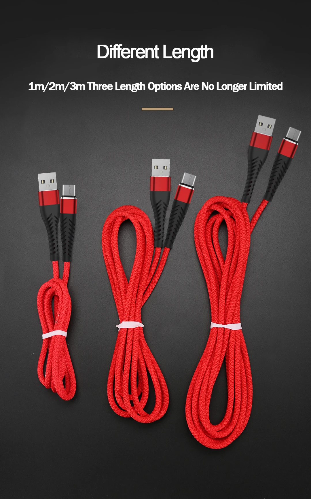 2.4A Быстрая Зарядка Micro usb type C кабель зарядное устройство для iPhone 8 мобильный телефон зарядка для huawei USBC длинный короткий шнур 25 см/1 м/2 м/3 м