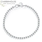 Charmhouse чистое серебро 925 ювелирные изделия 4 мм бусины браслет-цепочка для женщин браслеты браслет женский браслет свадебные подарки