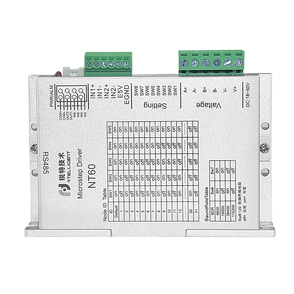 Трехфазный Драйвер шагового двигателя Rtelligent 2 Nema 23 24 NT60 RS485 через сеть Modbus для с